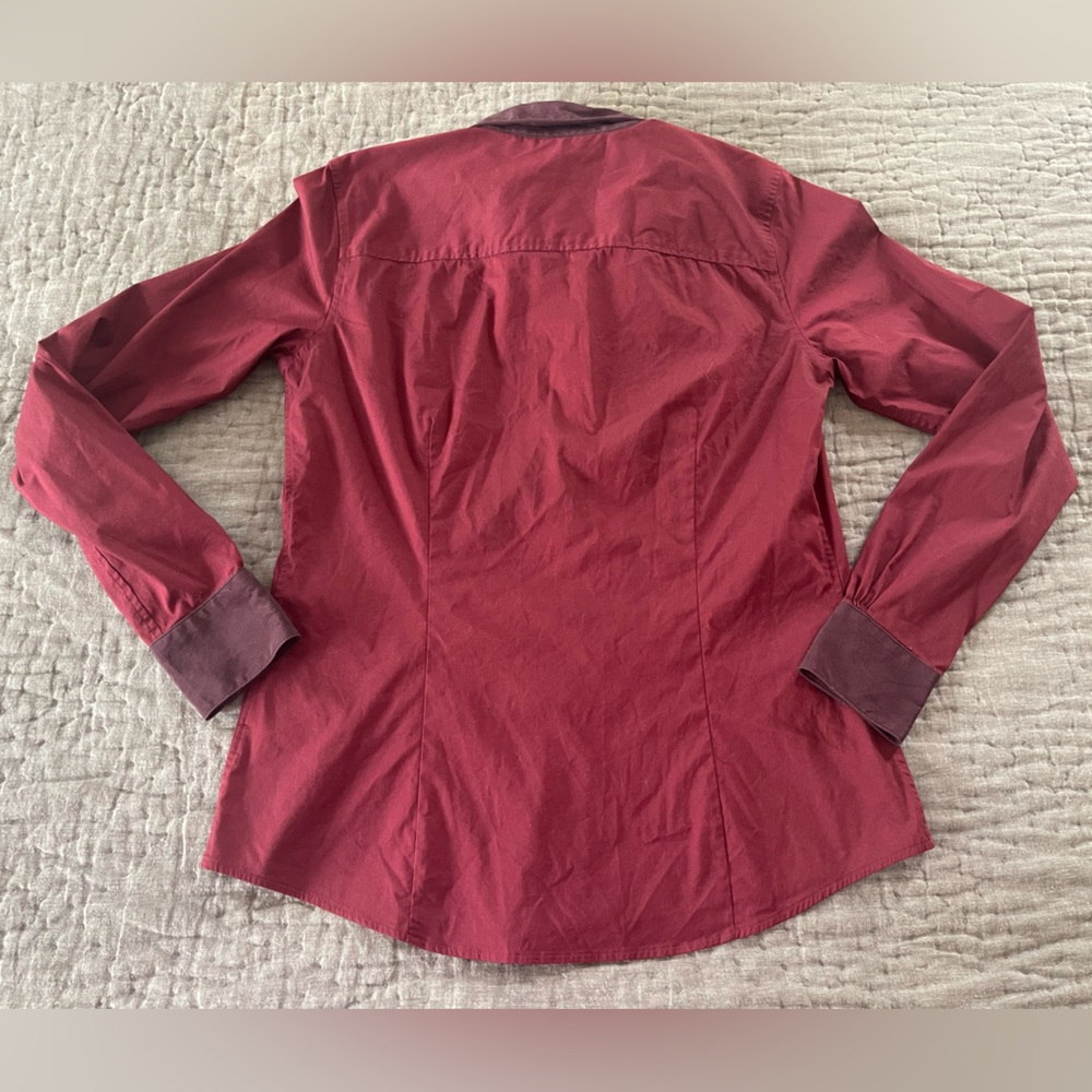 Brooks Brothers Maroon Burgundy Button Down shirt gold buttons sz 4 cotton blend - Picture 2 of 10